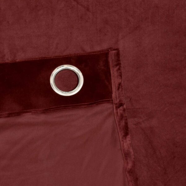 High-Quality Maroon Velvet Grommet Curtains for Living Room - Set of 2 - Image 3