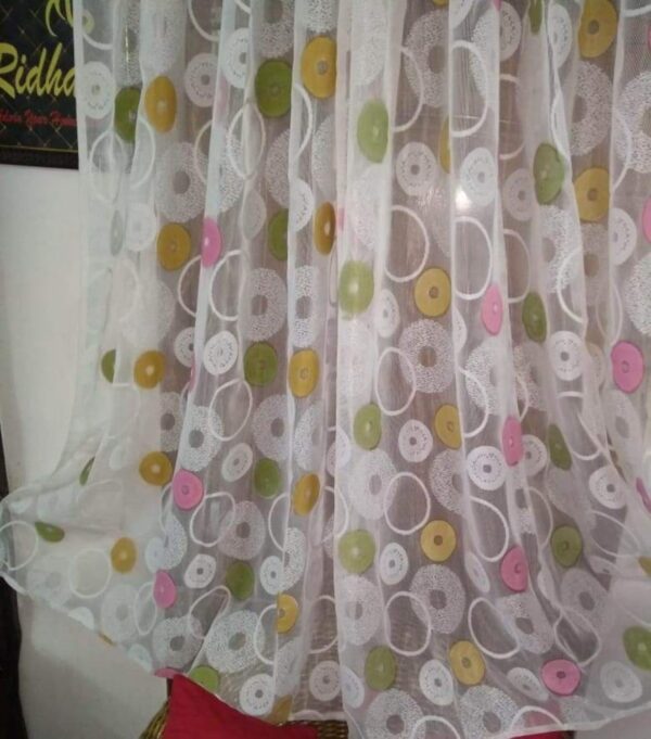 RIDHAAN Multicolour Tissue Net Bubbles Design Door Curtains - 7x4 Feet - Image 4