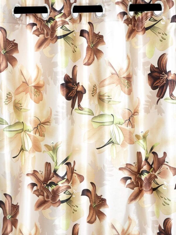 Elegant 3D Flower Brown Curtains for 9-Foot Long Doors - Home Sizzler - Image 2