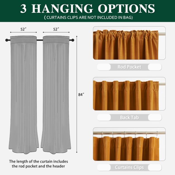 MUMFAS Orange Velvet Curtains: Soundproof, Darkening Drapes for Stylish Privacy - Image 3