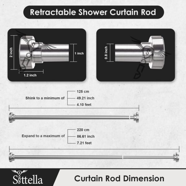 Extendable Stainless Steel Shower Curtain Tension Rod for Easy Installation - Image 2