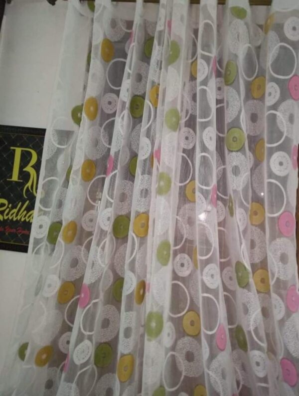 RIDHAAN Multicolour Tissue Net Bubbles Design Door Curtains - 7x4 Feet - Image 2