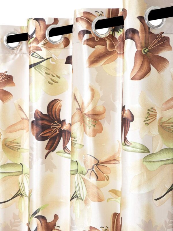 Elegant 3D Flower Brown Curtains for 9-Foot Long Doors - Home Sizzler - Image 3