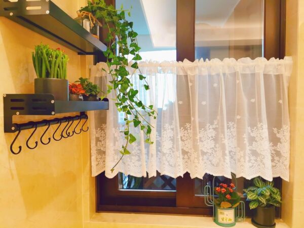 White Lace Kitchen Valances: Sheer Floral Window Treatments for Vintage Charm - Image 2