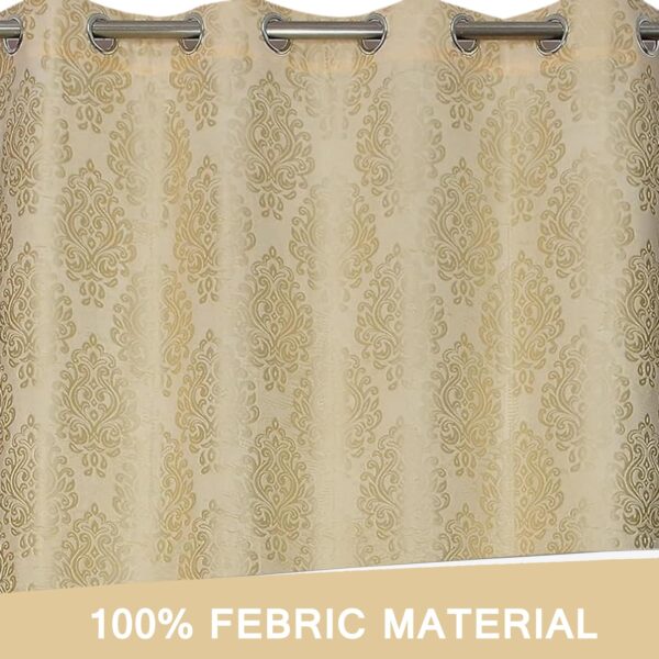 Elegant Cream Paisley Velvet Curtains | 80% Room Darkening | 2Pc Eyelet Set - Image 4