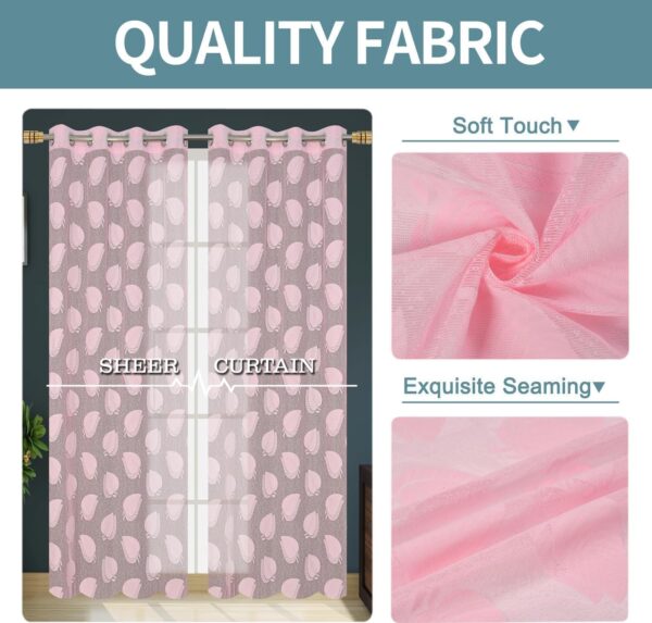 Sheer 6 Feet Long Curtains for Doors - Light Filtering Pink Design - Image 3