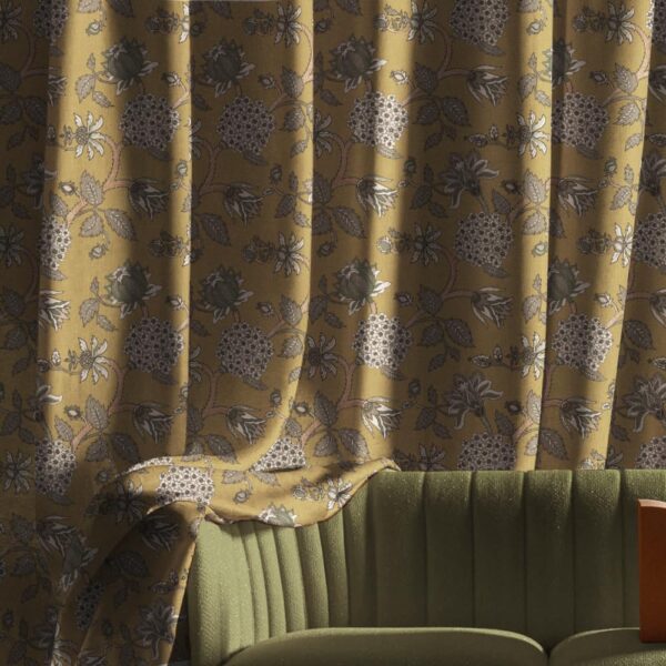 Mustard Yellow Satin Curtains Set for Room Darkening and Garden Charm - Image 3