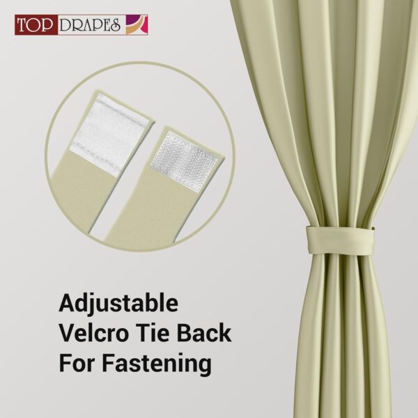 Room Darkening Blackout Curtain with Tie Back - Thermal Insulated & Noise Reducing - Image 2