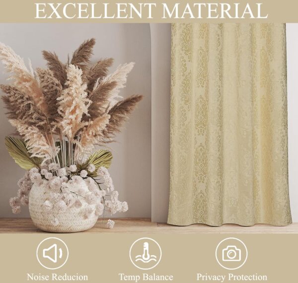 Elegant Cream Paisley Velvet Curtains | 80% Room Darkening | 2Pc Eyelet Set - Image 6