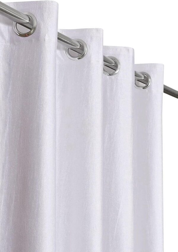 Elegant HFI Royal Silky Polyester Eyelet Curtains - 6 Feet, White, 2 Pieces - Image 3