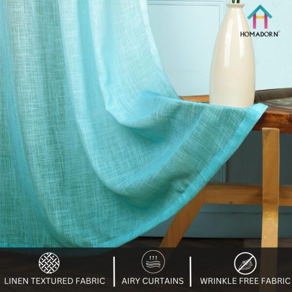 Ombre Linen Sheer Curtains for Stylish Living Spaces in Yellow and Sky - Image 5