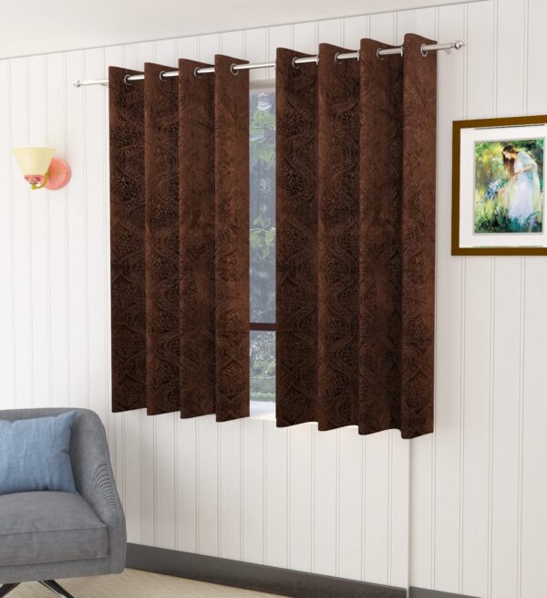 Elevate Your Space with Homefab India 2 Piece Brown Velvet Curtains - Image 2