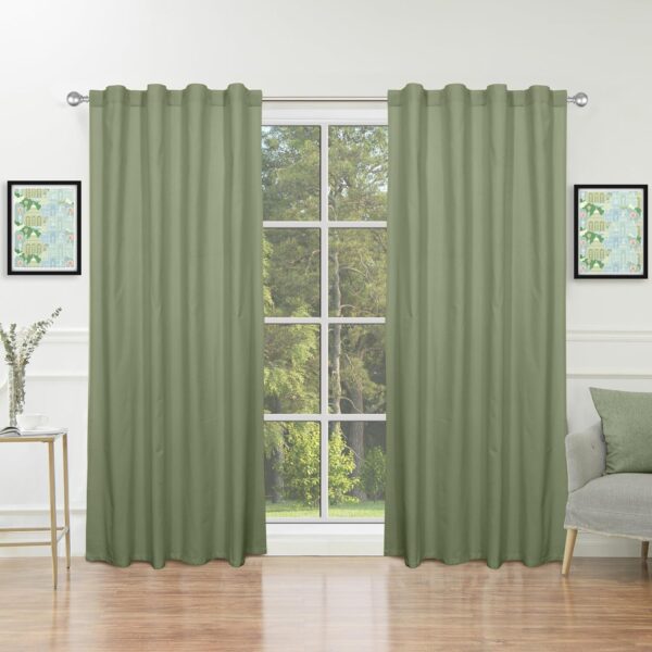 Elegant Avocado Green Cotton Door Curtains: Light Protection Set of 2 - Image 8