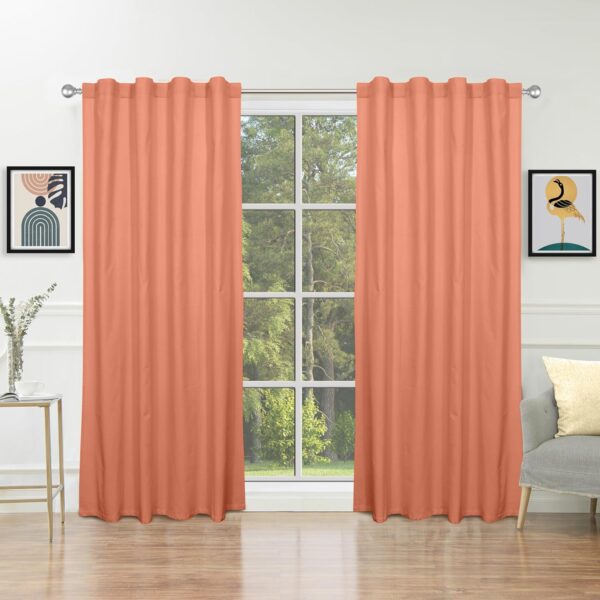 Stylish Peach Cotton Curtains Set for Elegant Home Decor and Living Rooms - Image 9