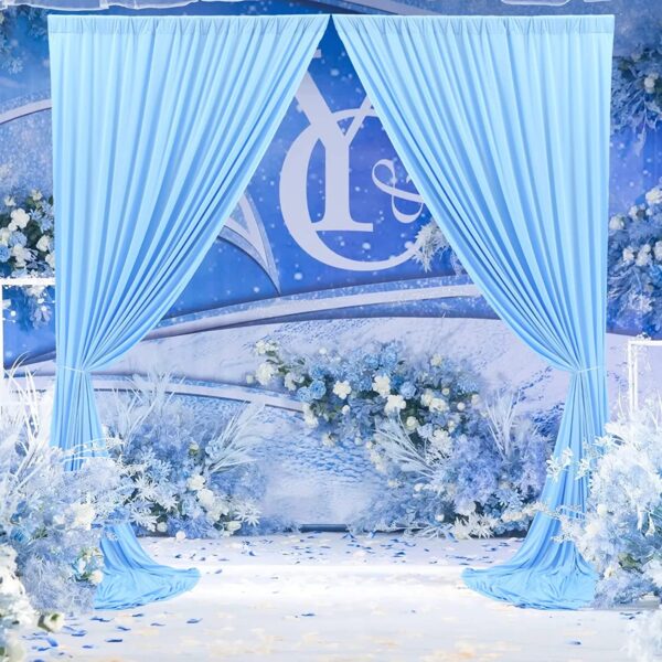 Sky Blue Wrinkle-Free Backdrop Curtains for Stunning Photography and Events - Image 5