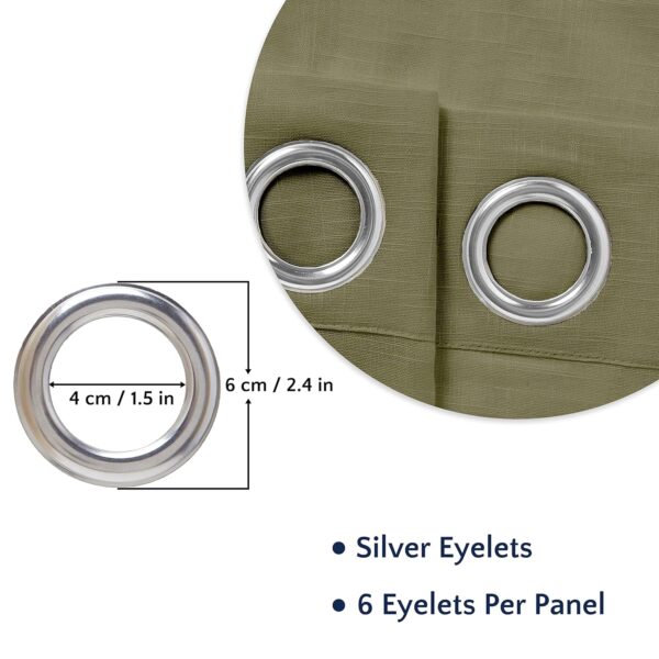 Sage Green Cotton Linen Sheer Curtains with Eyelet Rings for Doors - Image 3