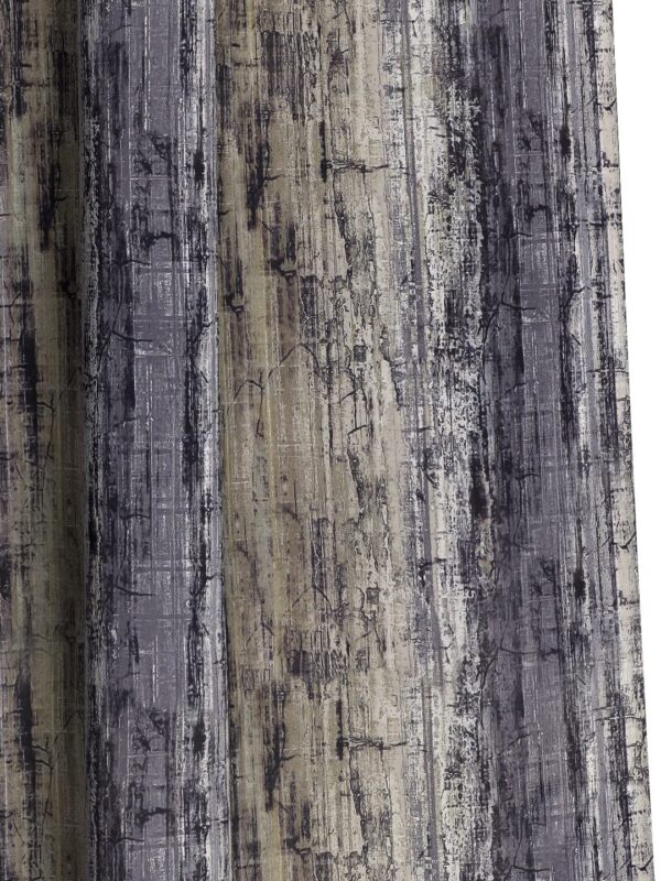 Stylish Grey Polyester Curtains - Room Darkening Digital Print Stripes & Checks - Image 3