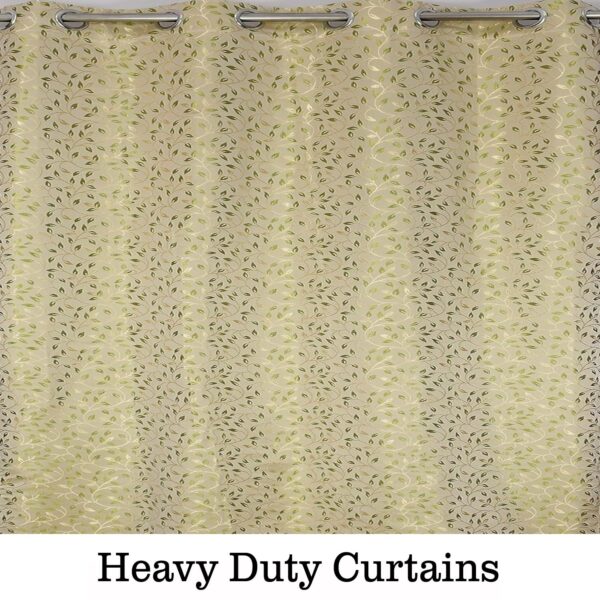 Supreme Creepers Leaf Polyester Curtains - 80% Room Darkening Green Panels - Image 4