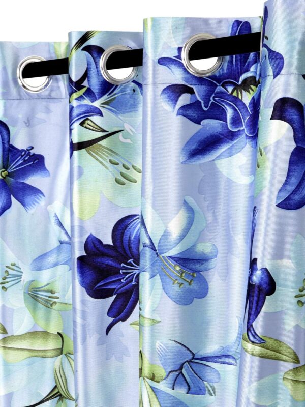 Blue 3D Flower Eyelet Polyester Curtains - Elegant Home Decor Upgrade - Image 3