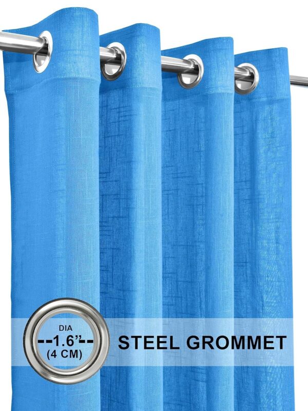 Cotton Linen Sheer Grommet Curtains in Carolina Blue - 4.5ft x 7ft - Image 7