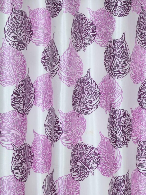 Cortina Purple 2 Piece Leaf Design Eyelet Curtains for Elegant Decor - Image 3