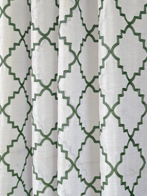 Elegant Green Polyester Polylinen Embroidery Long Door Curtains - Pack of 2 - Image 4