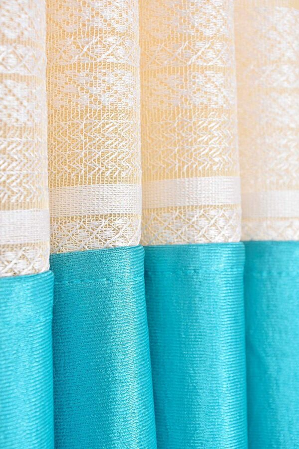 Elegant Aqua Heavy Designer Net Patch Curtains - Pack of 2, 9 Feet Long - Image 3