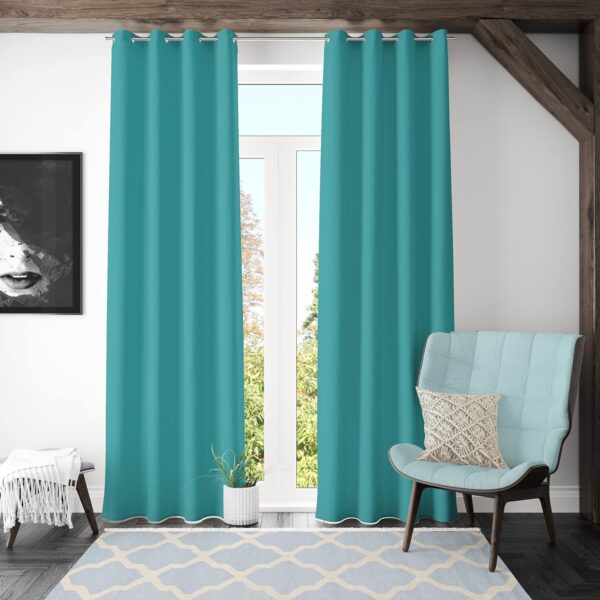 Room Darkening Aqua Blackout Curtains for Home & Office | Insulated Design - Image 5