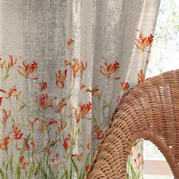 Brighten Your Home with Petal Whispers Tangerine Orange Sheer Curtain Set - Image 5