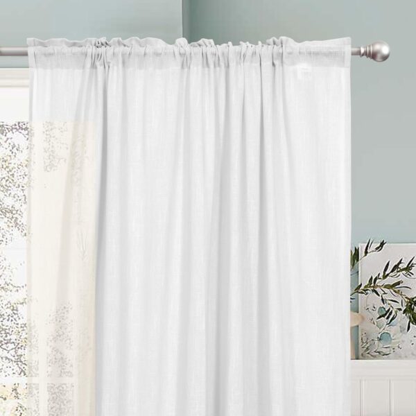 Cotton Sheer Curtains for Elegant Home Decor - Set of 2 Pcs - Image 2