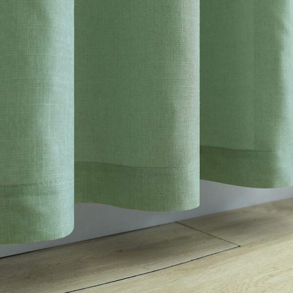 Cotton Linen Sheer Grommet Curtains Set - Sage Color, 4.5x7.5 Ft - Image 6