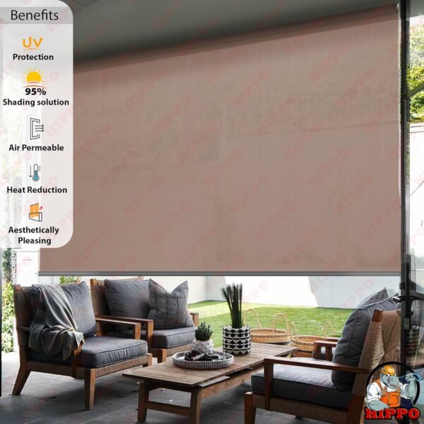 Outdoor Wide Width Roller Blind for Balcony Sun Protection - 8FTX9FT - Image 2