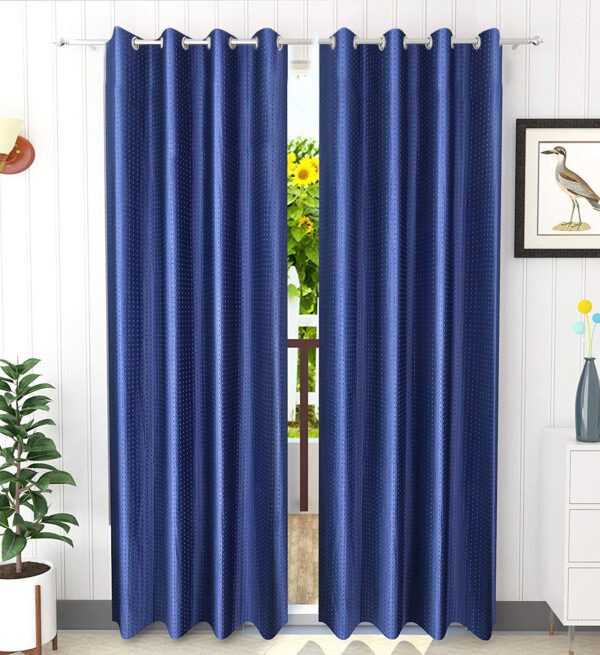 Solid Blue Polyester Window Curtains - Elegant 5ft Grommet-Top Panel - Image 2