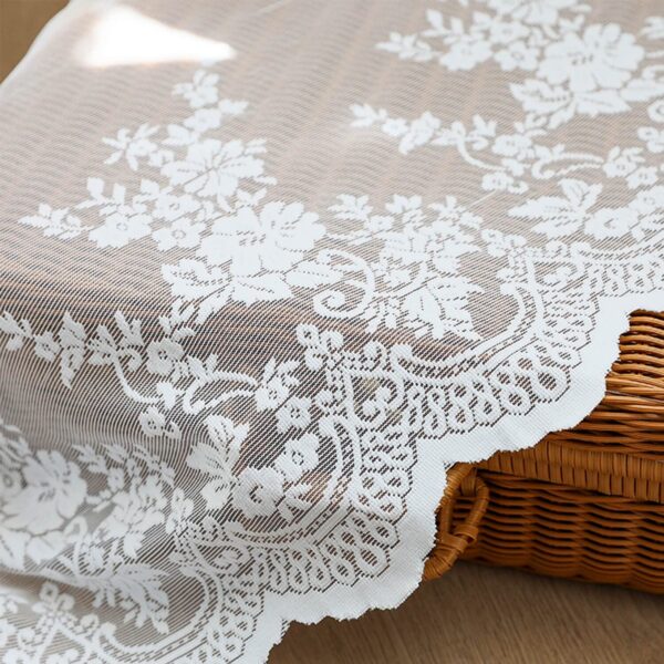 White Lace Kitchen Valances: Sheer Floral Window Treatments for Vintage Charm - Image 3