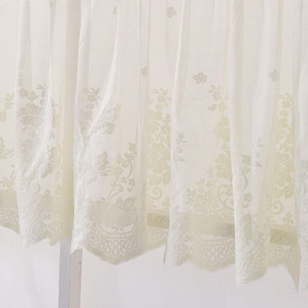 Beige Sheer Lace Curtain Valances for Vintage-Style Window Decor - Image 4