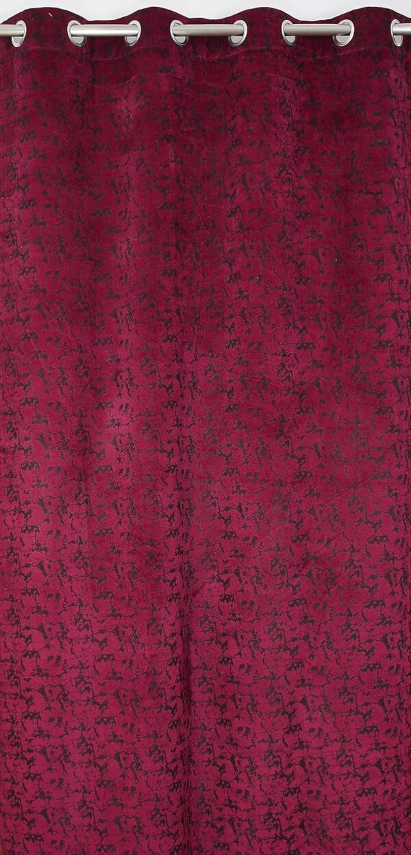 Premium Velvet Suede Floral Grommet Curtains for Room Darkening in Wine - Image 4