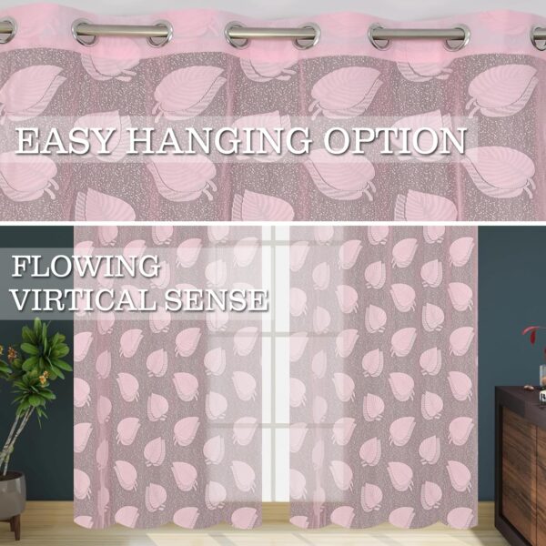 Sheer 6 Feet Long Curtains for Doors - Light Filtering Pink Design - Image 4