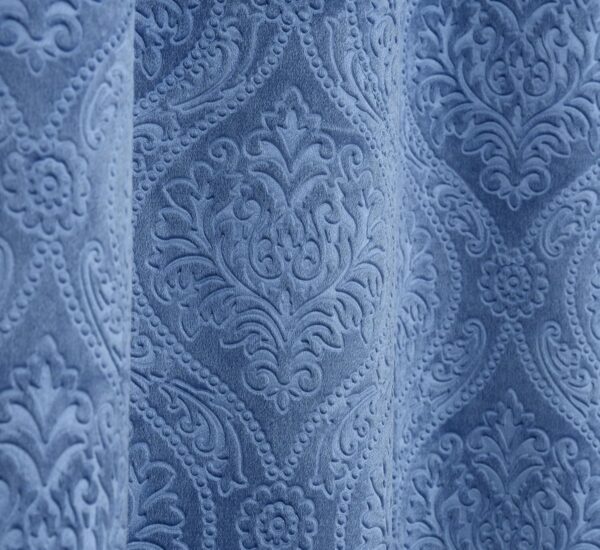 Sky Blue Velvet Room Darkening Curtains - 5 Feet for Stylish Homes - Image 5