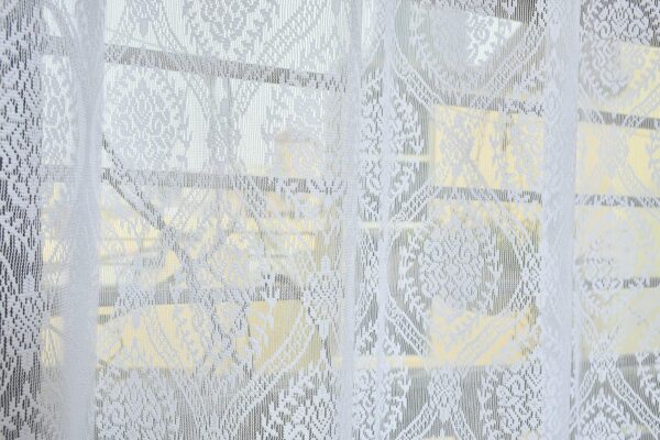 Elegant Polyester Sheer Net Damask Eyelet Curtains - Set of 2, 5ft White - Image 3