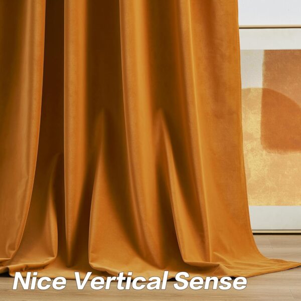 MUMFAS Orange Velvet Curtains: Soundproof, Darkening Drapes for Stylish Privacy - Image 4