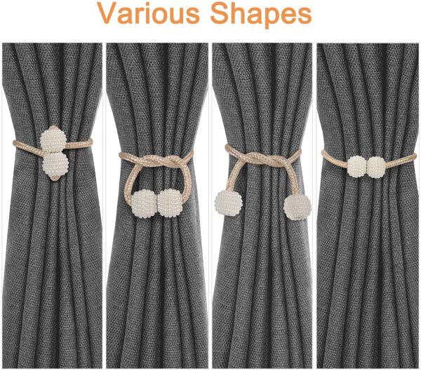 Magnetic Curtain Tiebacks - Stylish Beige Rope Holdbacks for Window Drapes - Image 2