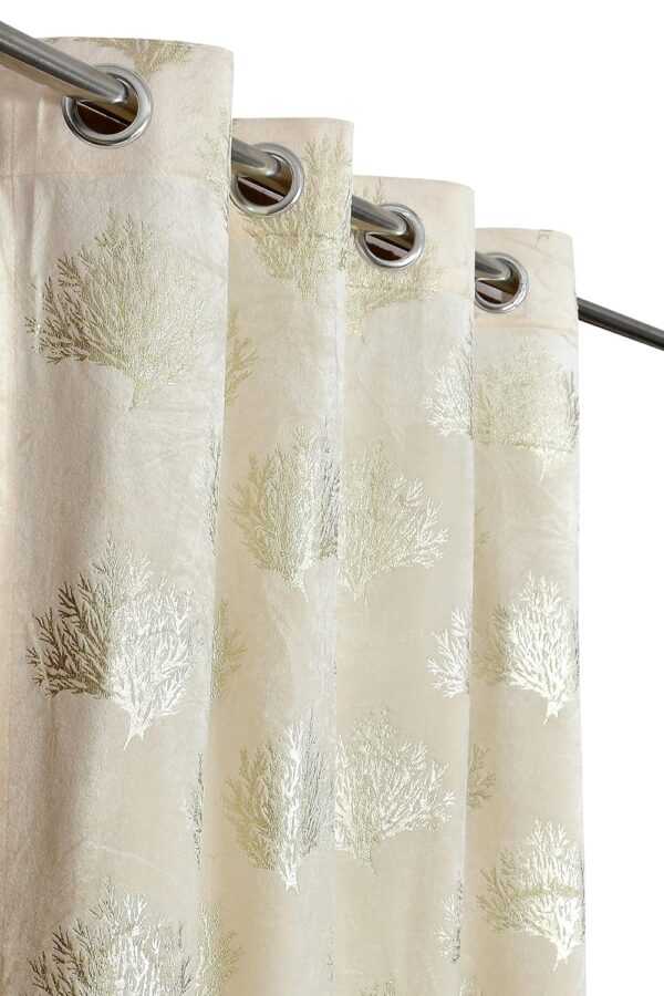 Velvet Blackout Curtains: 7ft Room Darkening Cream Curtains for Living Room & Bedroom - Image 2