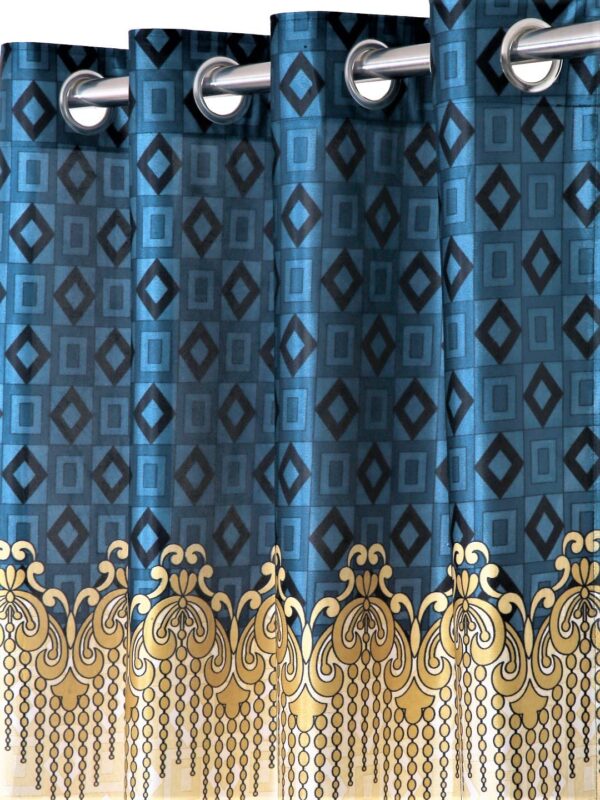 Home Sizzler Blue Ethnic Motif Eyelet Door Curtain - 7 Feet Long - Image 2