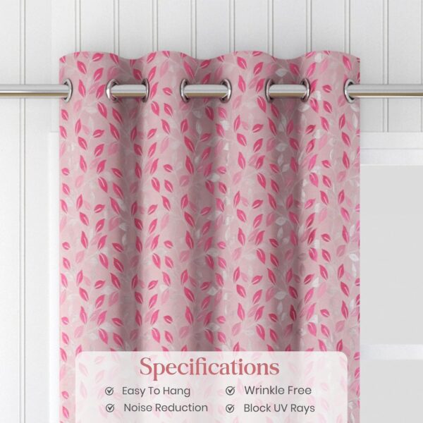 Elegant 7-Foot Pink Curtains for Doors | Premium Polyester Eyelet Parda Set - Image 3