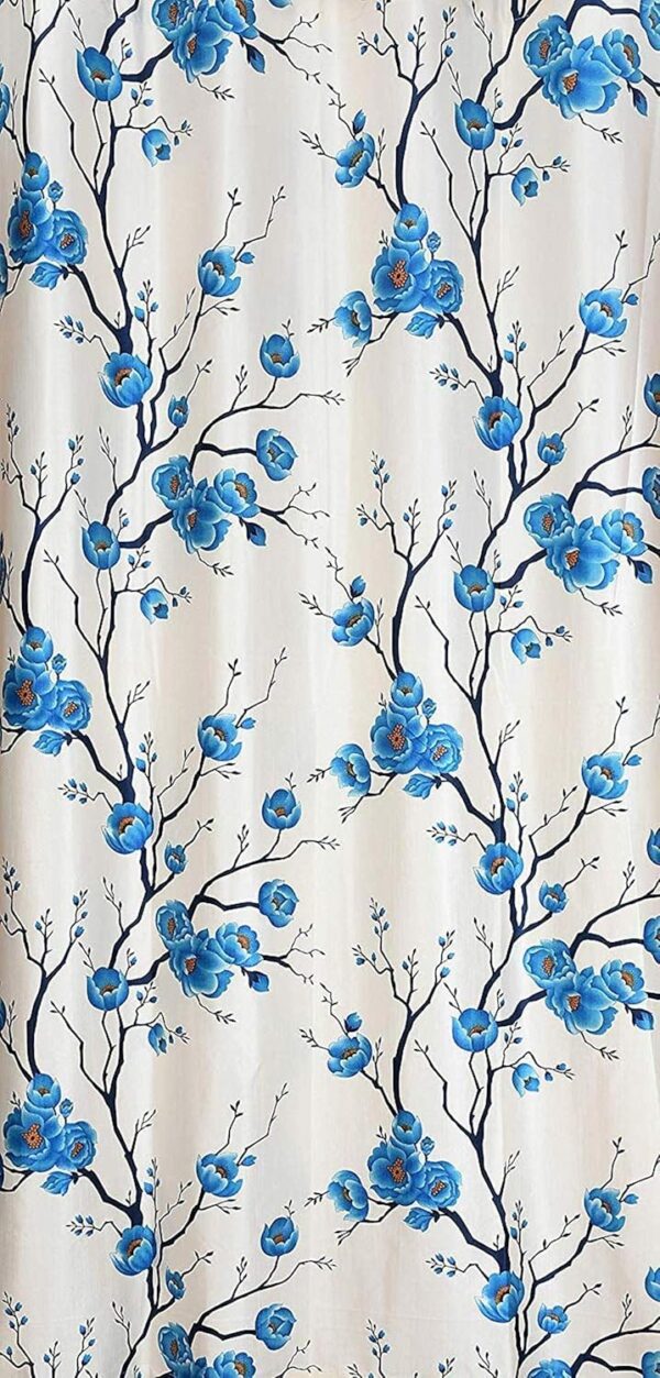 Floral Printed Aqua Curtains for 9 Feet Long Doors - Pack of 2 - Image 2