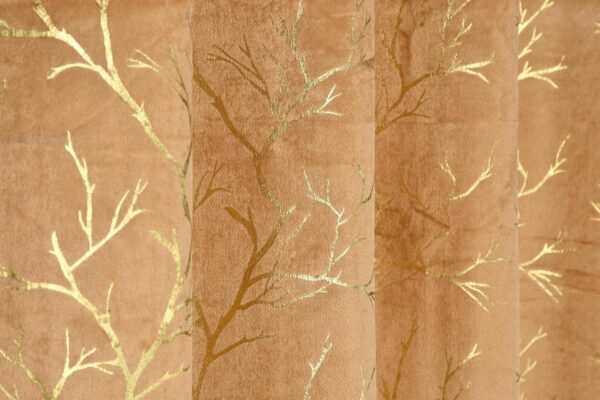 Beige Velvet Room Darkening Curtains - 7 Feet, Pack of 2 Panels - Image 5