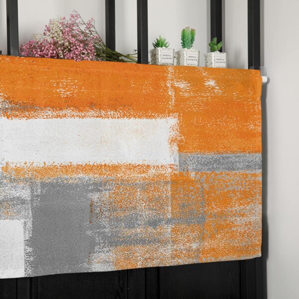 Burnt Orange and Grey Modern Valance Curtains for Stylish Kitchen Decor - Image 7