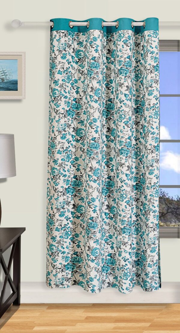 Stylish 100% Cotton Door Curtain for Bedroom & Living Room - Blue - Image 2