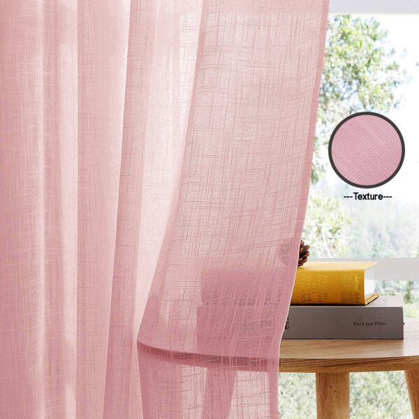 Elegant Pink Sheer Cotton Curtains - 7 Feet Long Decorative Drapes for Home - Image 3