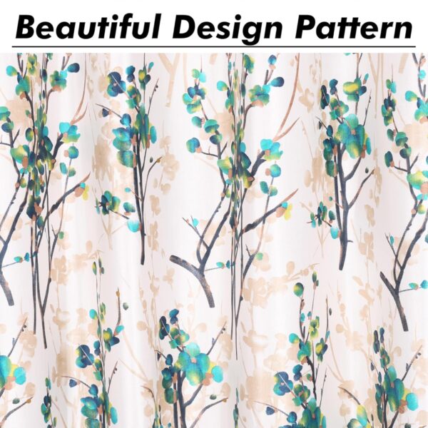 Aqua Floral Grommet Curtains - Stylish 7 Feet Long Set for Any Room - Image 4